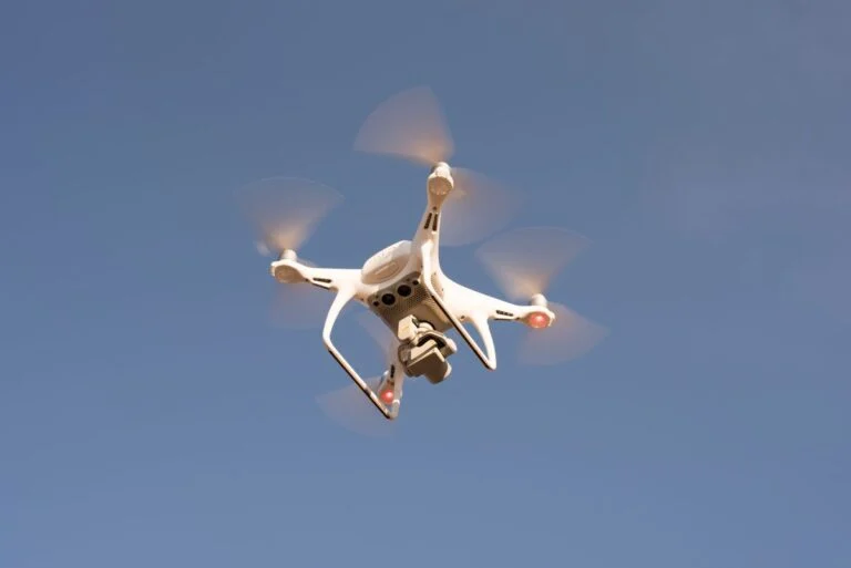 A commercial drone in flight, used across today’s industries for inspection and mapping