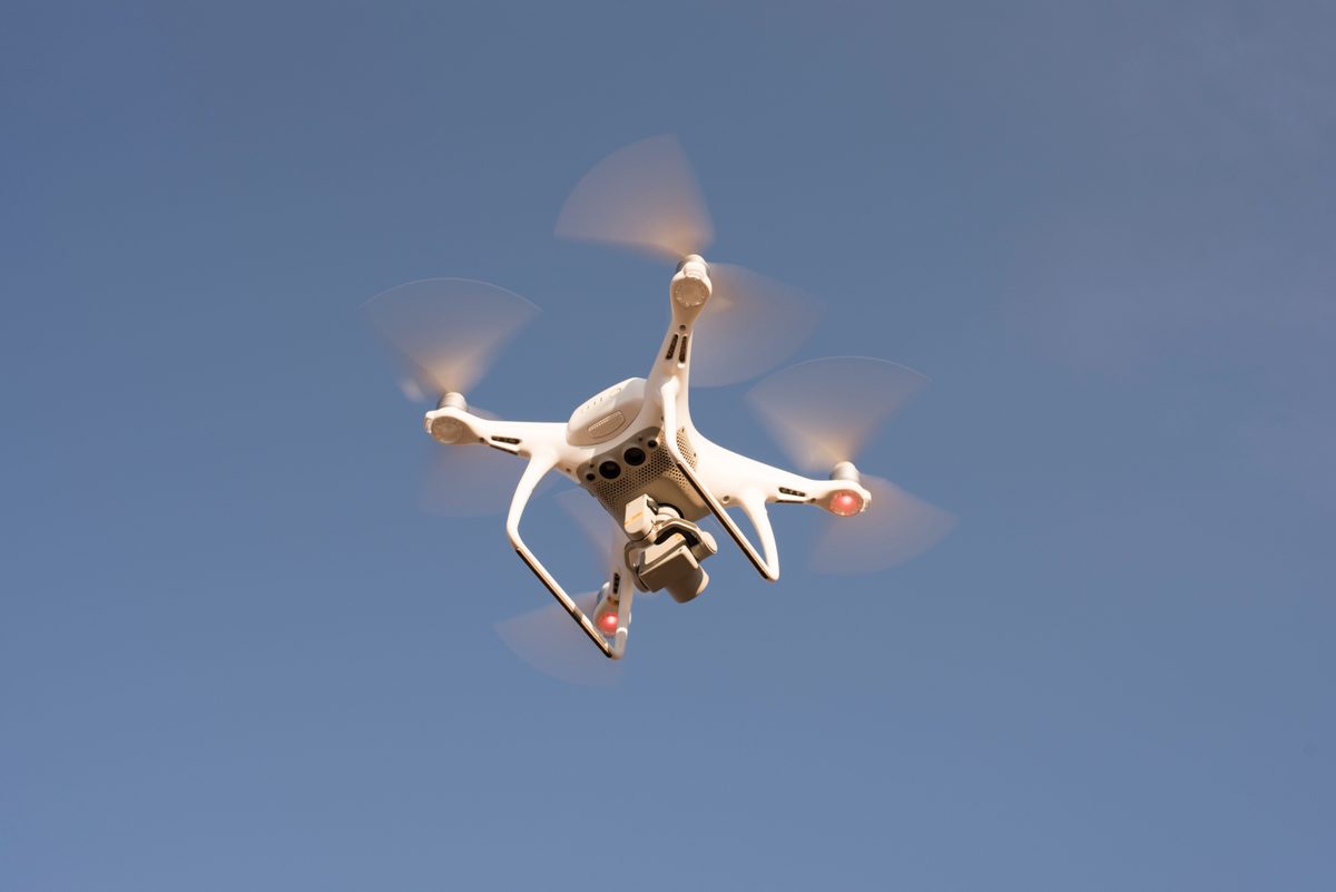 A commercial drone in flight, used across today’s industries for inspection and mapping