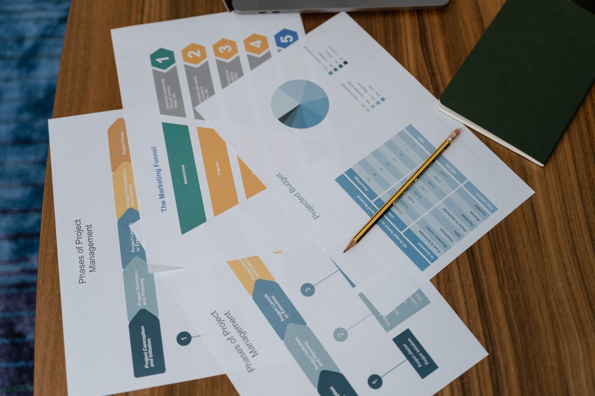 Project delivery timeline and milestones planned with project management charts