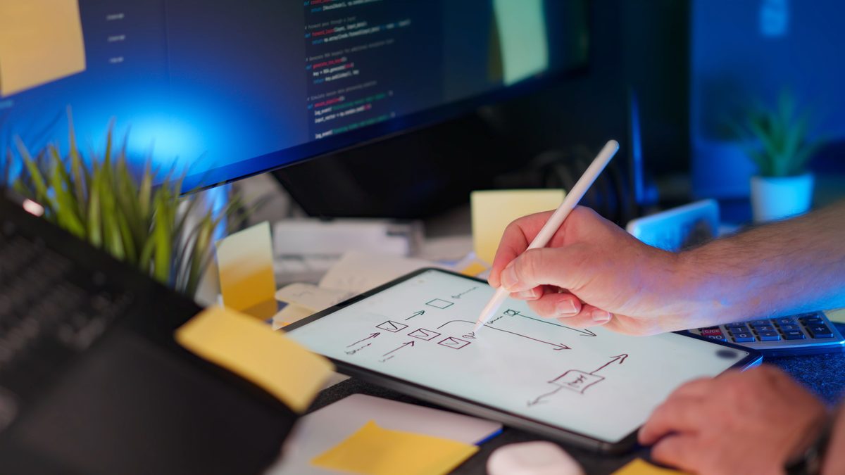 A workspace combining design sketching and code, reflecting vibe coding and design